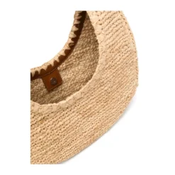 Raffia Vævet Taske med Læderkant
