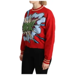 Rød Strikket Cashmere Cartoon Top Sweater