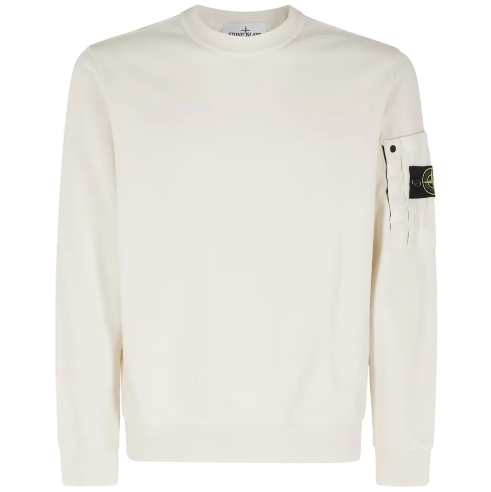 Regular Fit Ripstop Pocket Cotton Fleece Crew Neck Sweatshirt