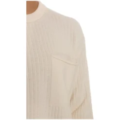 Ribbed Sweater Ivory Front Stitching