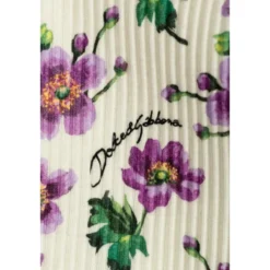 Ribbed top med blomstermotiv