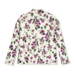 Ribbet top med blomstermotiv