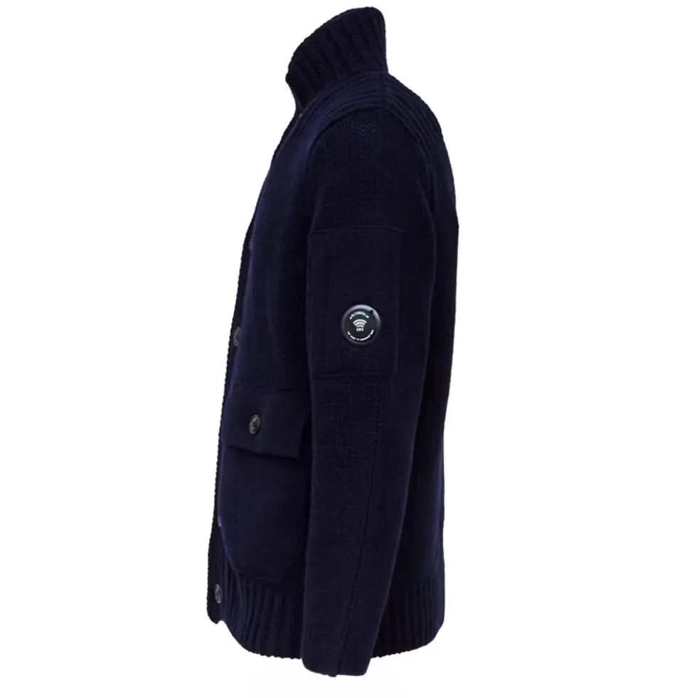 Rib-Knit Knap Cardigan