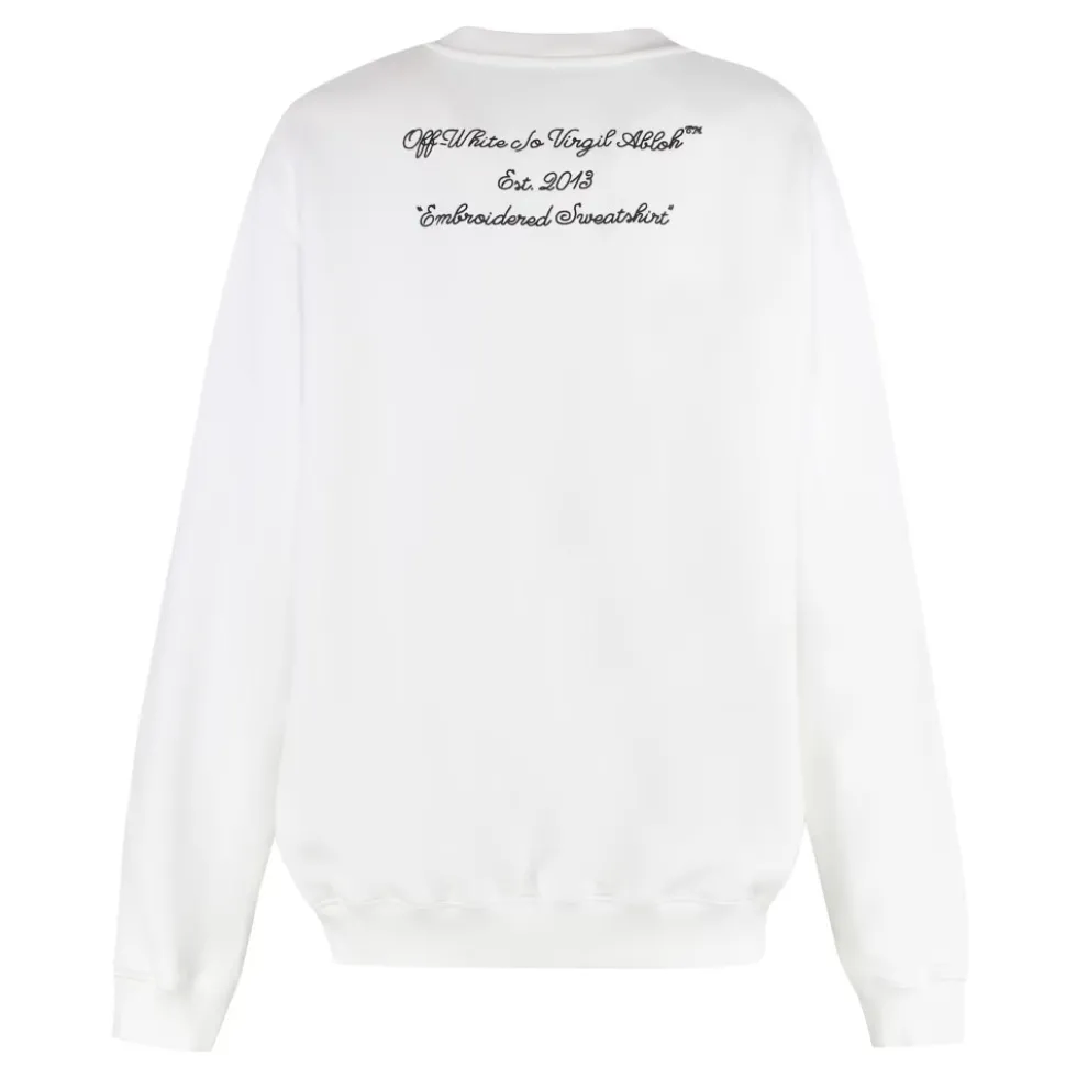 Ribstrikket bomulds sweatshirt med rund hals