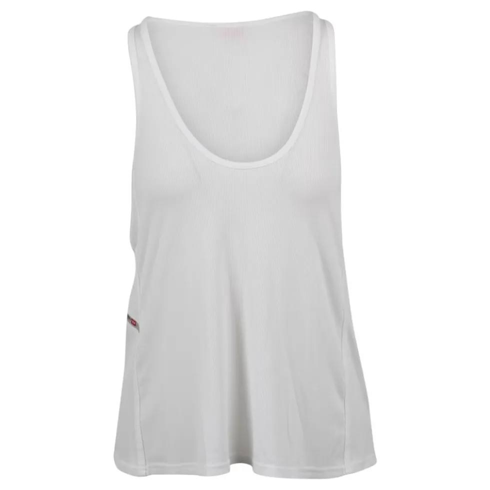 Ribstrikket tanktop med logoplade