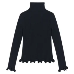 Ribstrikket T-shirt med Flæsekanter