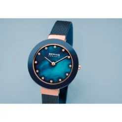 Rosaguld Blå Swarovski Ur