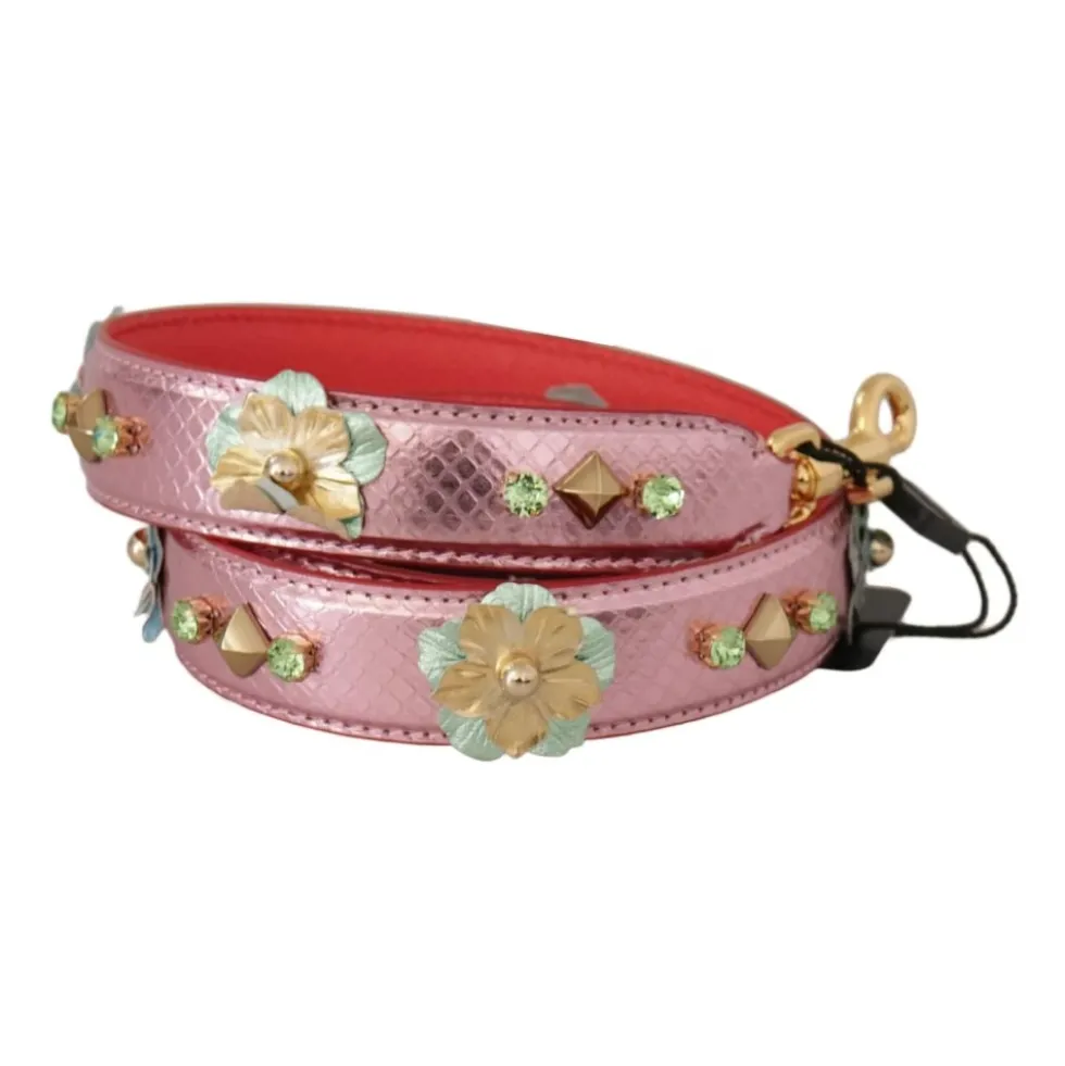 Rosa Læder Studded Skulderrem