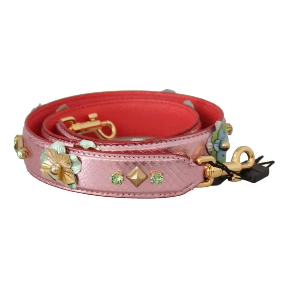 Rosa Læder Studded Skulderrem