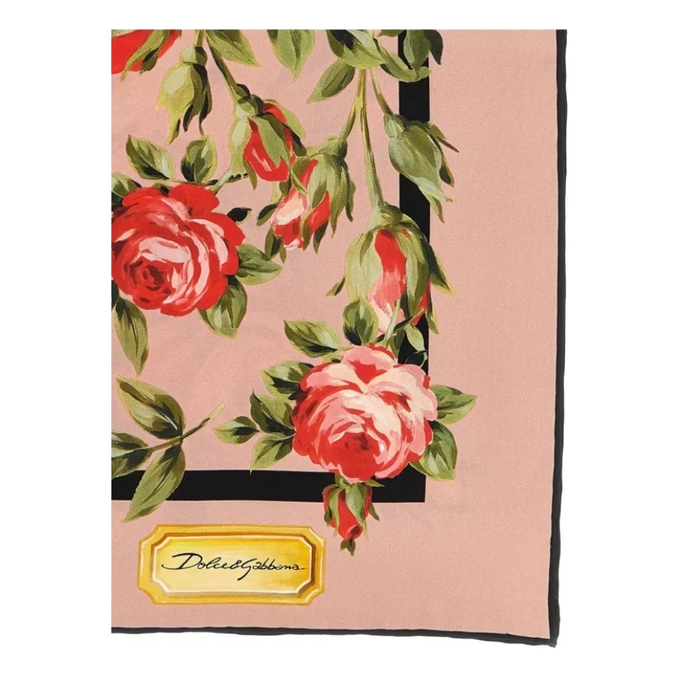 Rose bouquet-print silk twill scarf 90x90