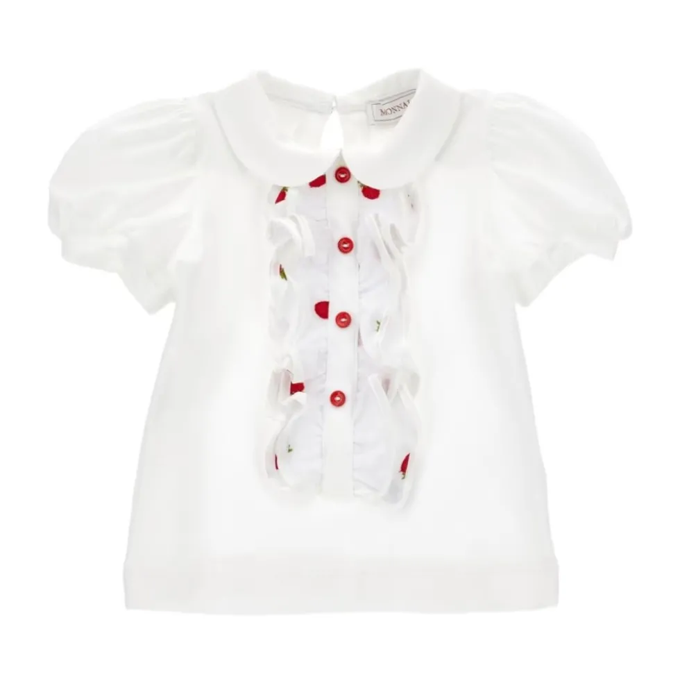 Ruffle T-shirt med jordbærprint
