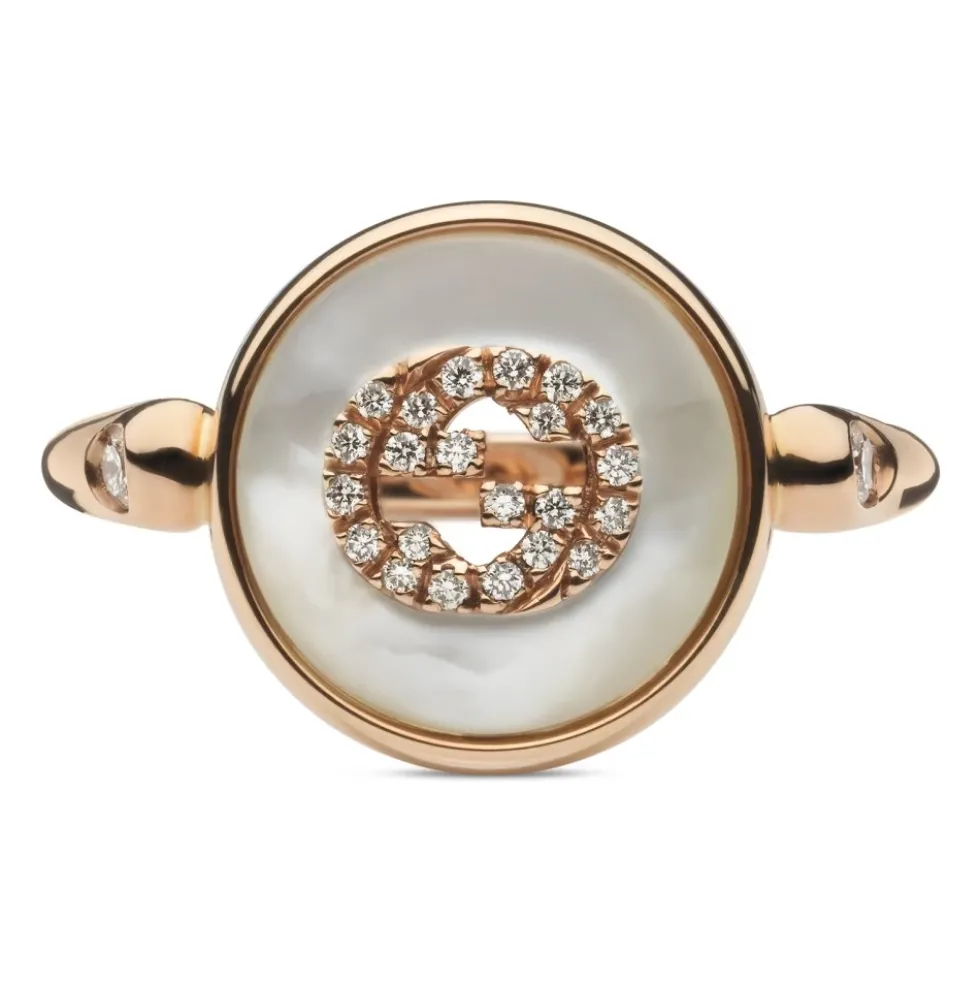 Sammenføjelig ring i lyserødguld, mop, diamant, gg pavé