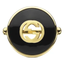 Sammensatte ring i gult guld, onyx og diamant