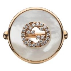 Sammensatte ring i lyserød guld, mop, diamanter, gg pavé