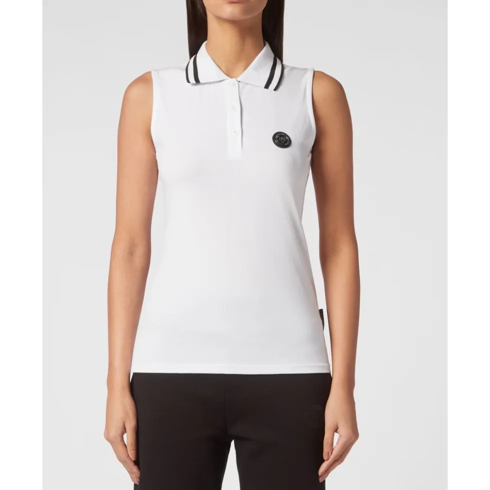 Scratch-print Ærmeløs Polo Shirt