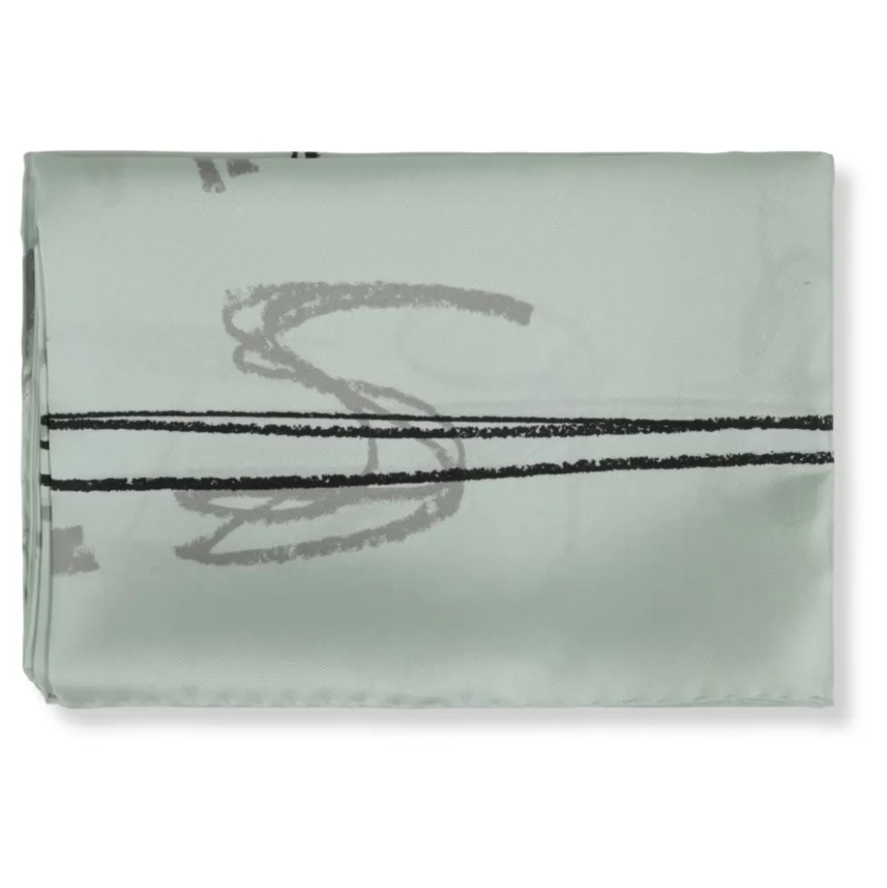 Scribbled Numerical Silk Foulard