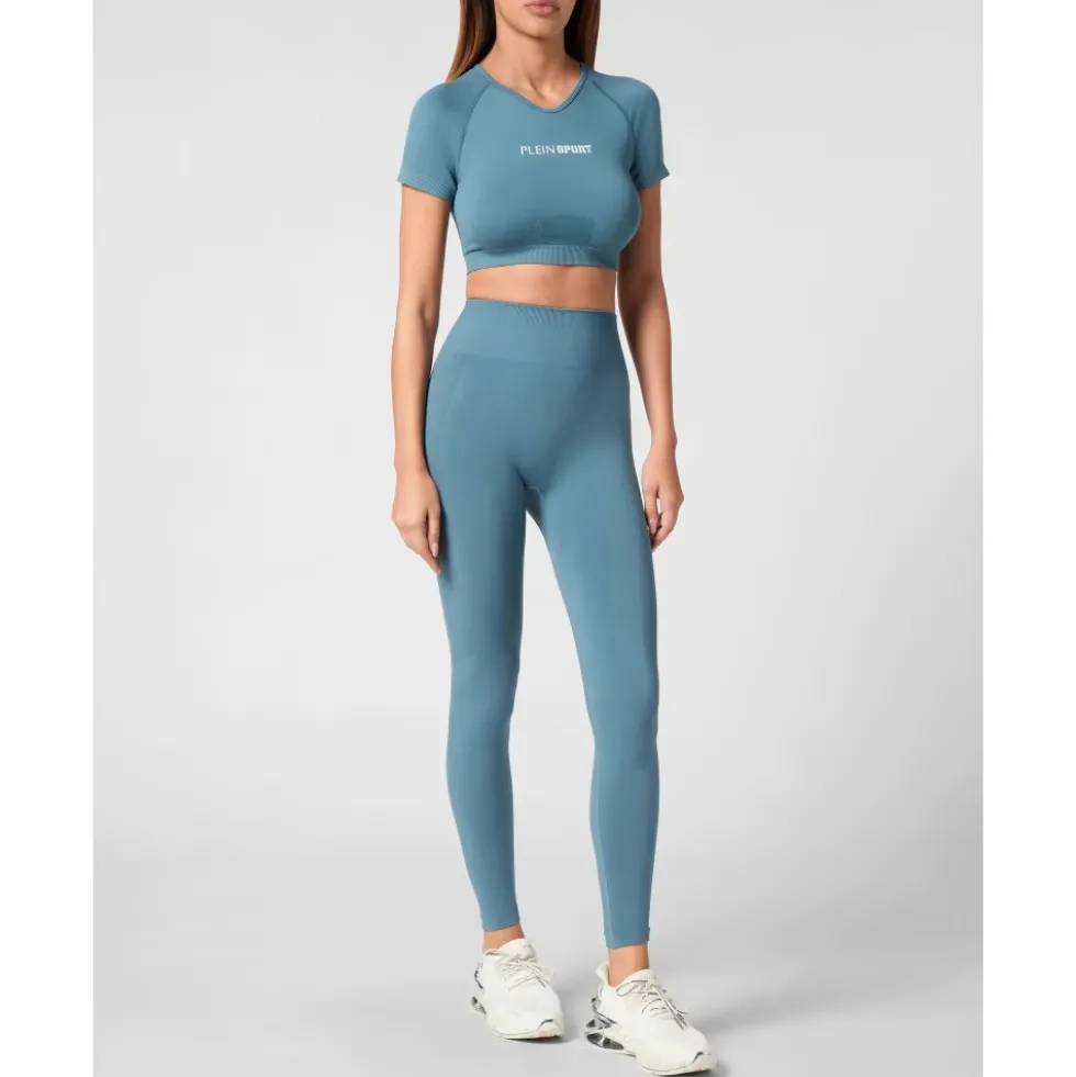 Seamless Cropped T-shirt V-Neck SS Logo