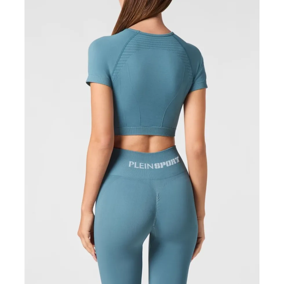 Seamless Cropped T-shirt V-Neck SS Logo