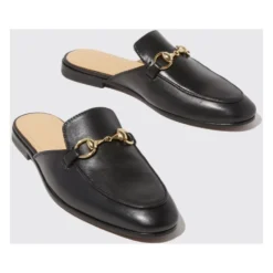 Serena Black Horsebit Mule