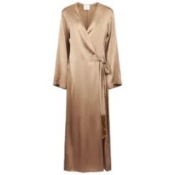 Shiny Stretch Silk Satin Crossed Dress