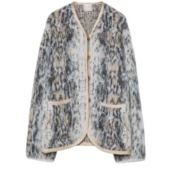 Short Alpaca Coat — "Plumes de Python" Pattern