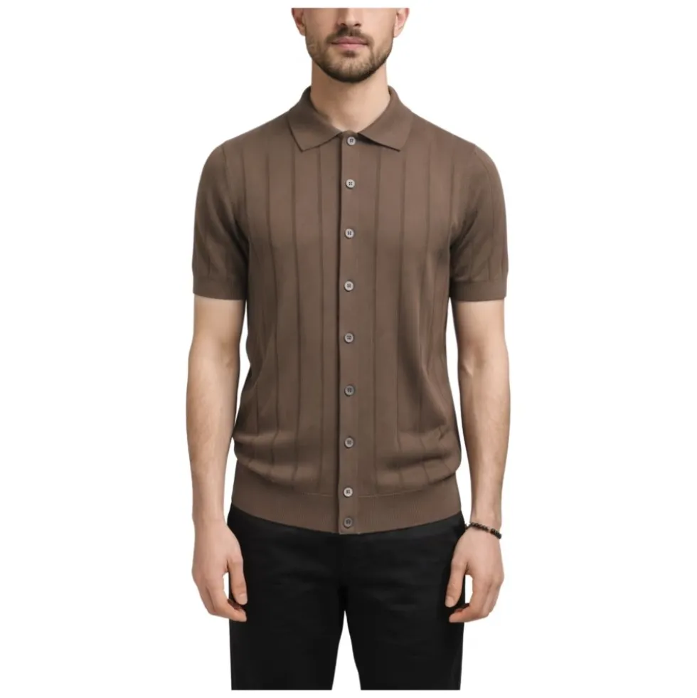 Short-Sleeve Rib Knit Shirt