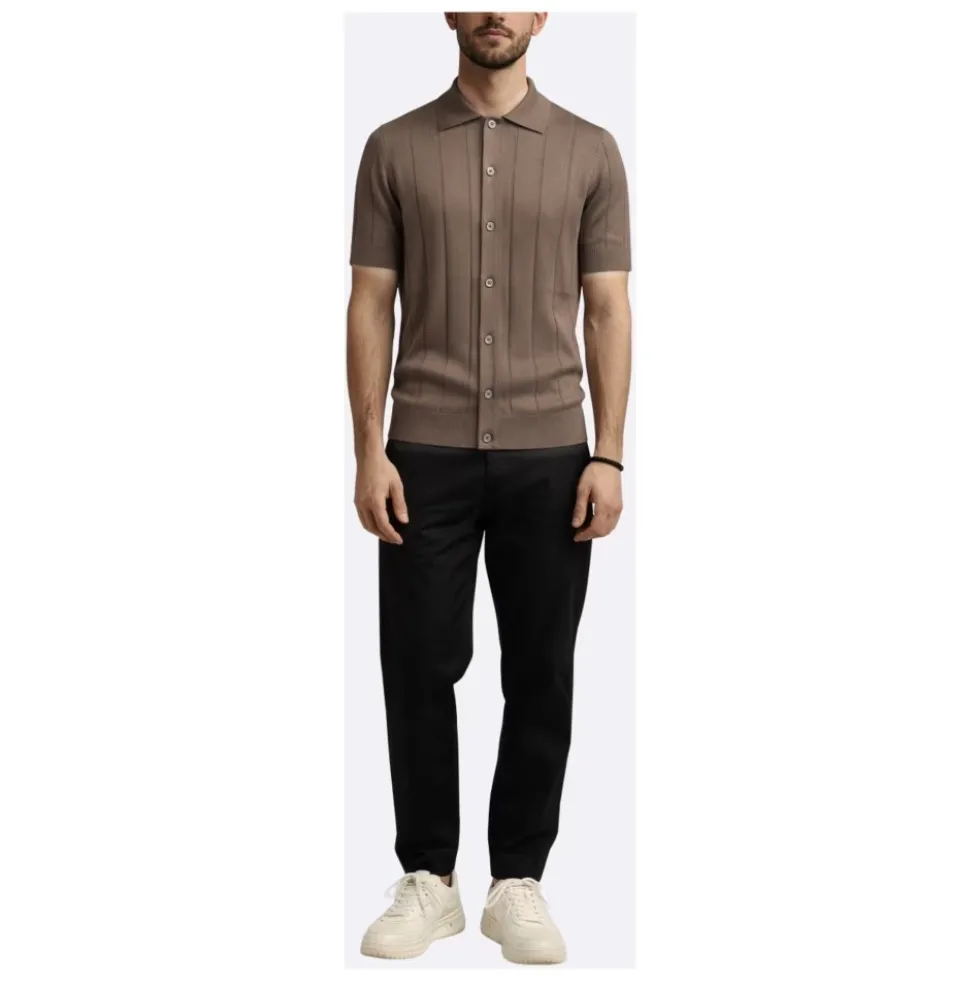 Short-Sleeve Rib Knit Shirt