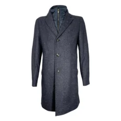 Slim Fit Aftagelig Lynlås Frakke Blå
