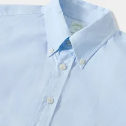Slim Fit Bomulds Skjorte med Garment Dye og Knapper