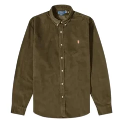 SLIM FIT CORDUROY SHIRT Olive Green