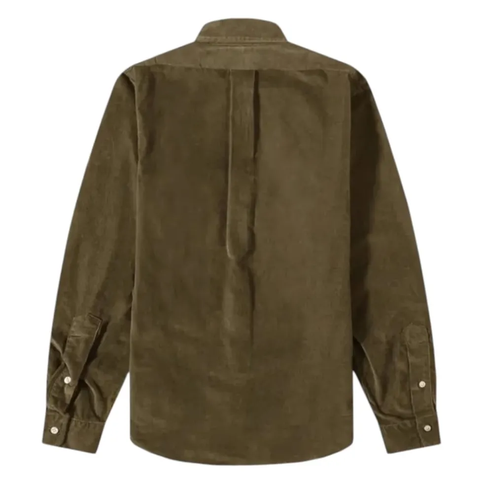 SLIM FIT CORDUROY SHIRT Olive Green