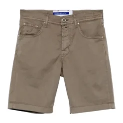 Slim Fit Elefantgrå Stretch Bomuldsshorts