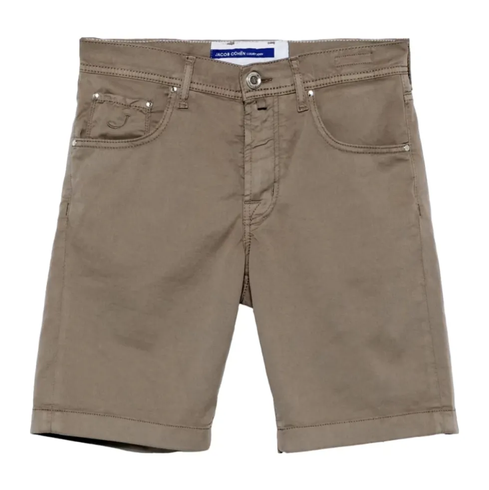 Slim Fit Elefantgrå Stretch Bomuldsshorts