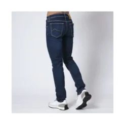 Slim Fit Navy Jeans med Gule Læg - Nick Model