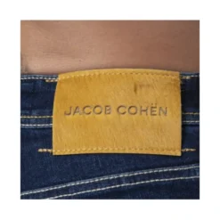 Slim Fit Navy Jeans med Gule Læg - Nick Model