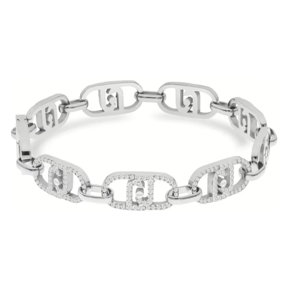 Sølv logo og zirkon armbånd