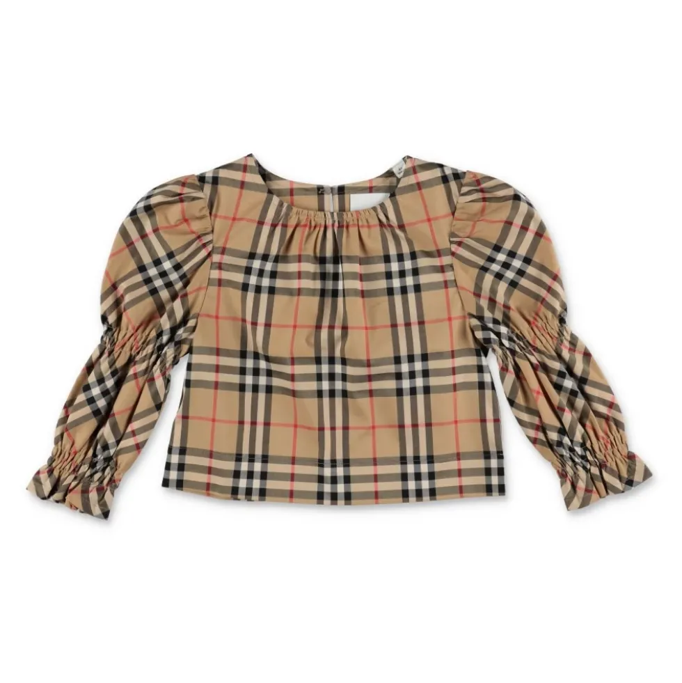 Sofistikeret ternet poplinbluse