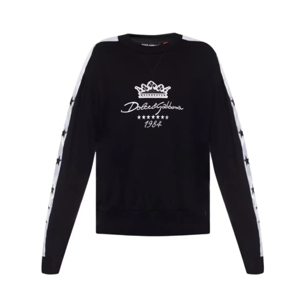 Sort bomuldssweatshirt med logo