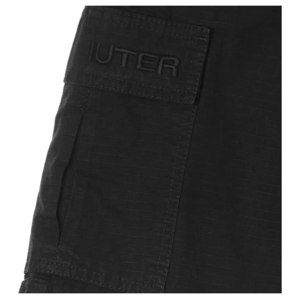 Sort Cargo Shorts Ripstop Stof