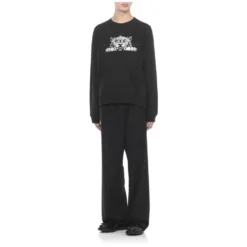 Sort Crewneck Sweatshirt med Tiger Broderi