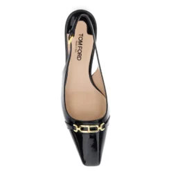Sorte laklæder slingback hæle