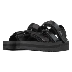 Sorte nylon sandaler med velcrolukning
