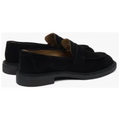 Sorte Penny Loafers til kvinder lavet af italiensk ægte velour