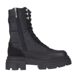 Sorte snørestøvler med biker-look