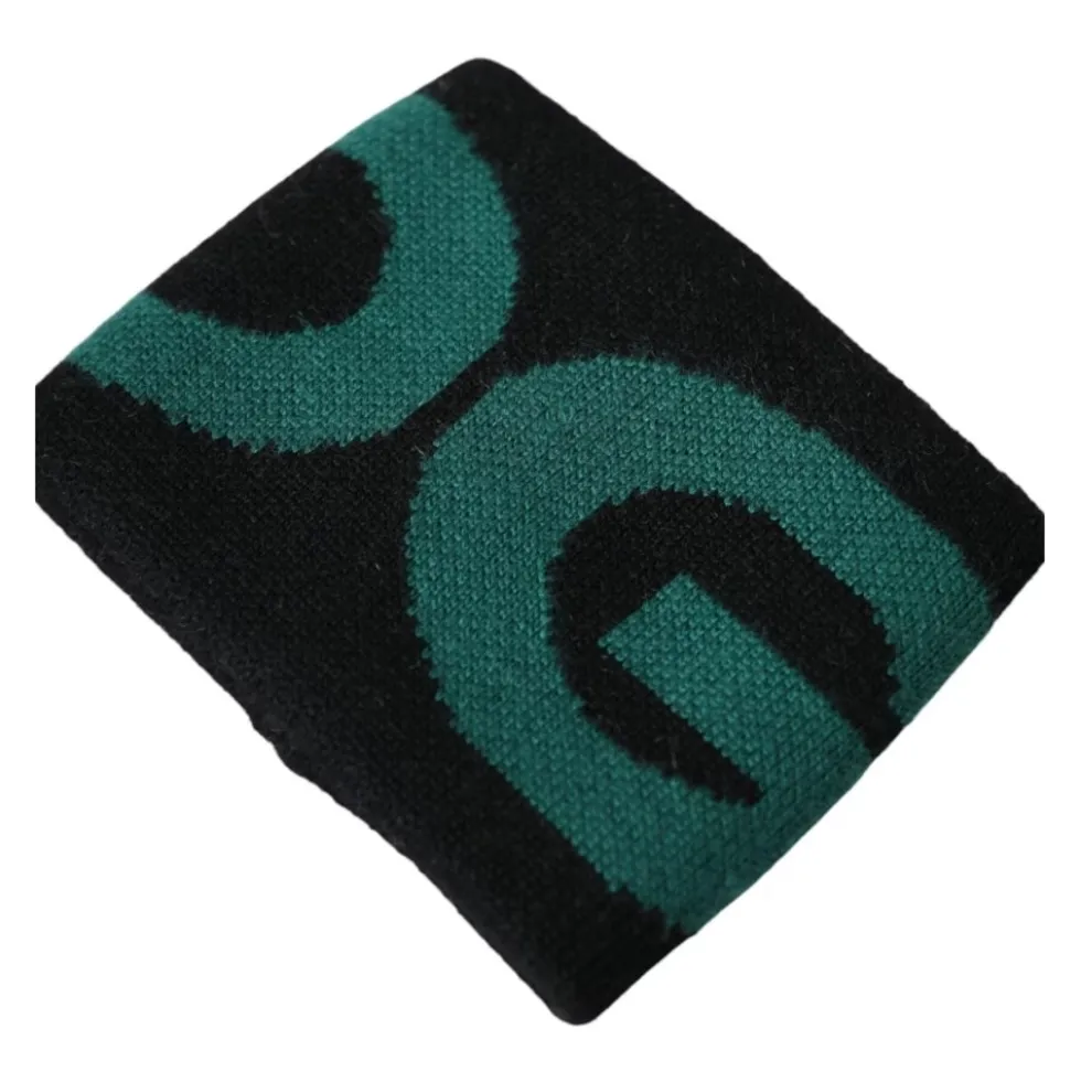Sort Grøn Uld Logo Armbånd
