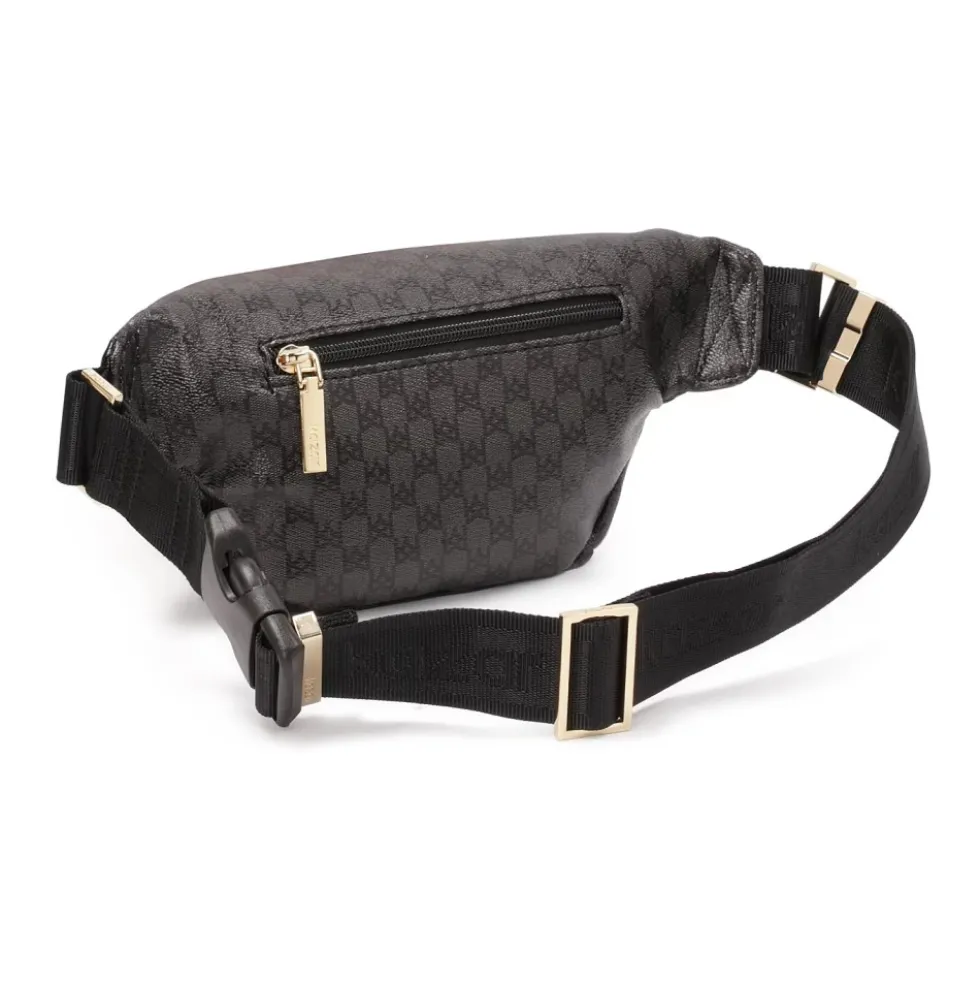 Sort hoftepose med monogrammer
