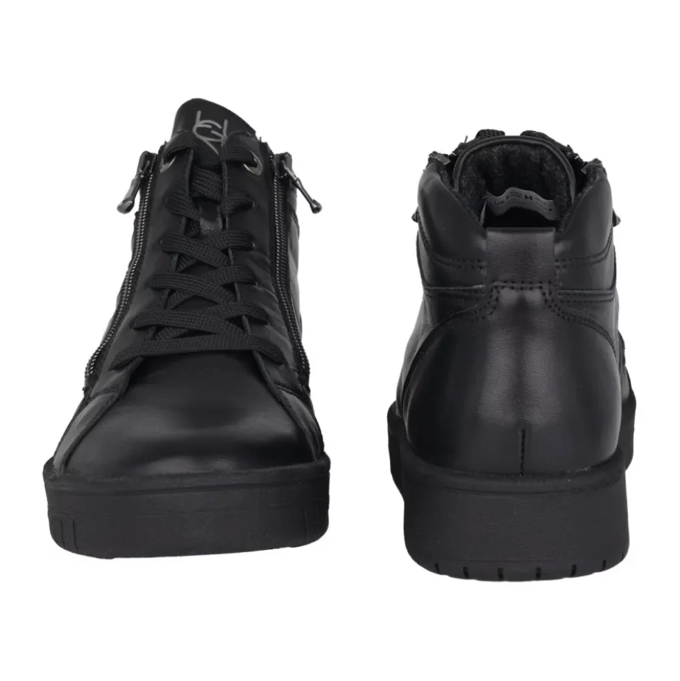 Sort Lace-Zip Støvle - Let Læder