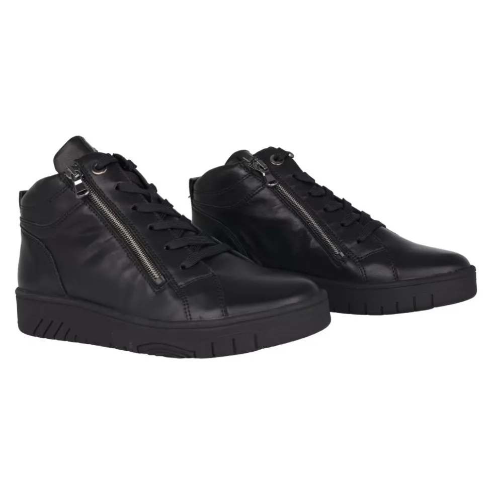 Sort Lace-Zip Støvle - Let Læder