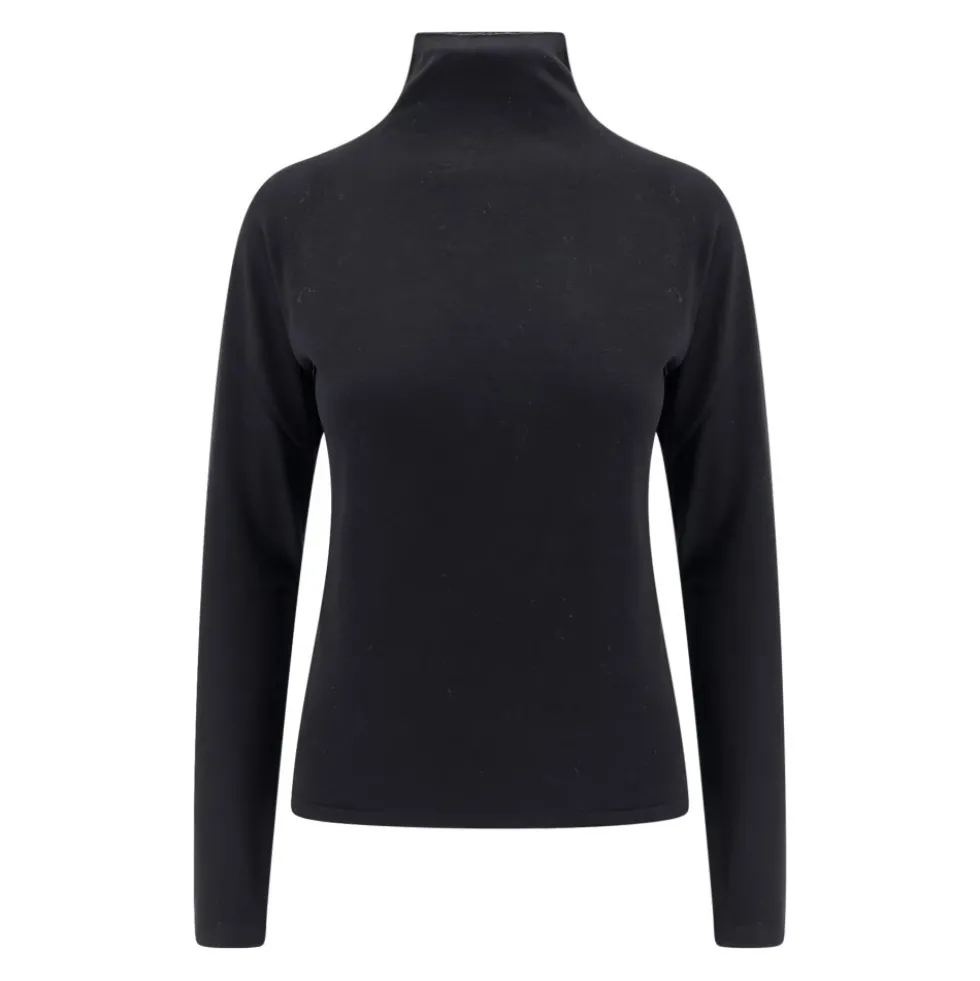 Sort langærmet letvægts uld sweater