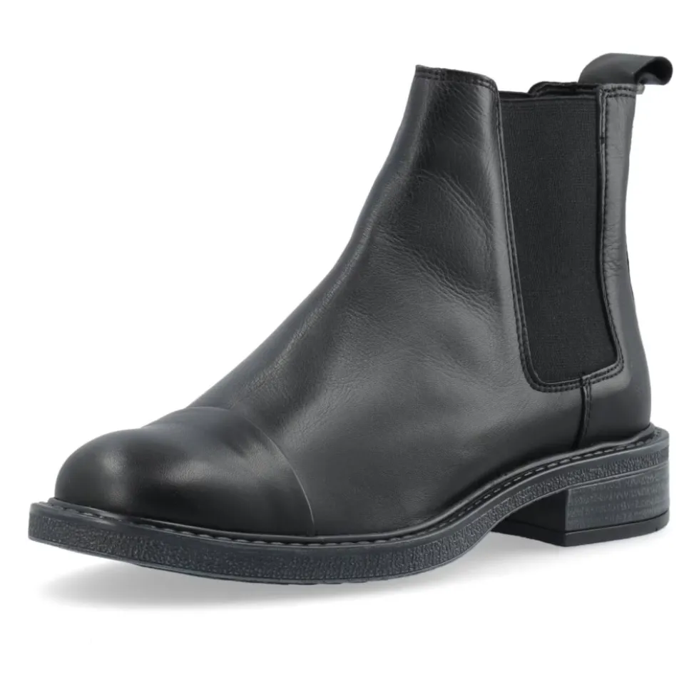 Sort Læder Chelsea Boot - TINA